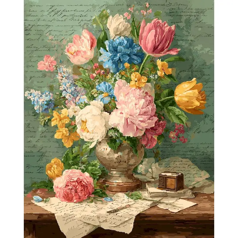 

GATYZTORY Vase Paint By Numbers Living Room Decoration Drawing Kit Flower Interior Gift Paintings On Number