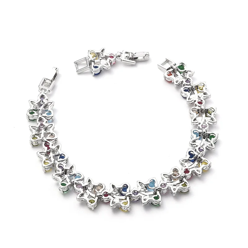 Gazing JewelryLight luxury fashion summer shine multi-color maple leaf bracelet women's clothing jewelry set wedding ball gift