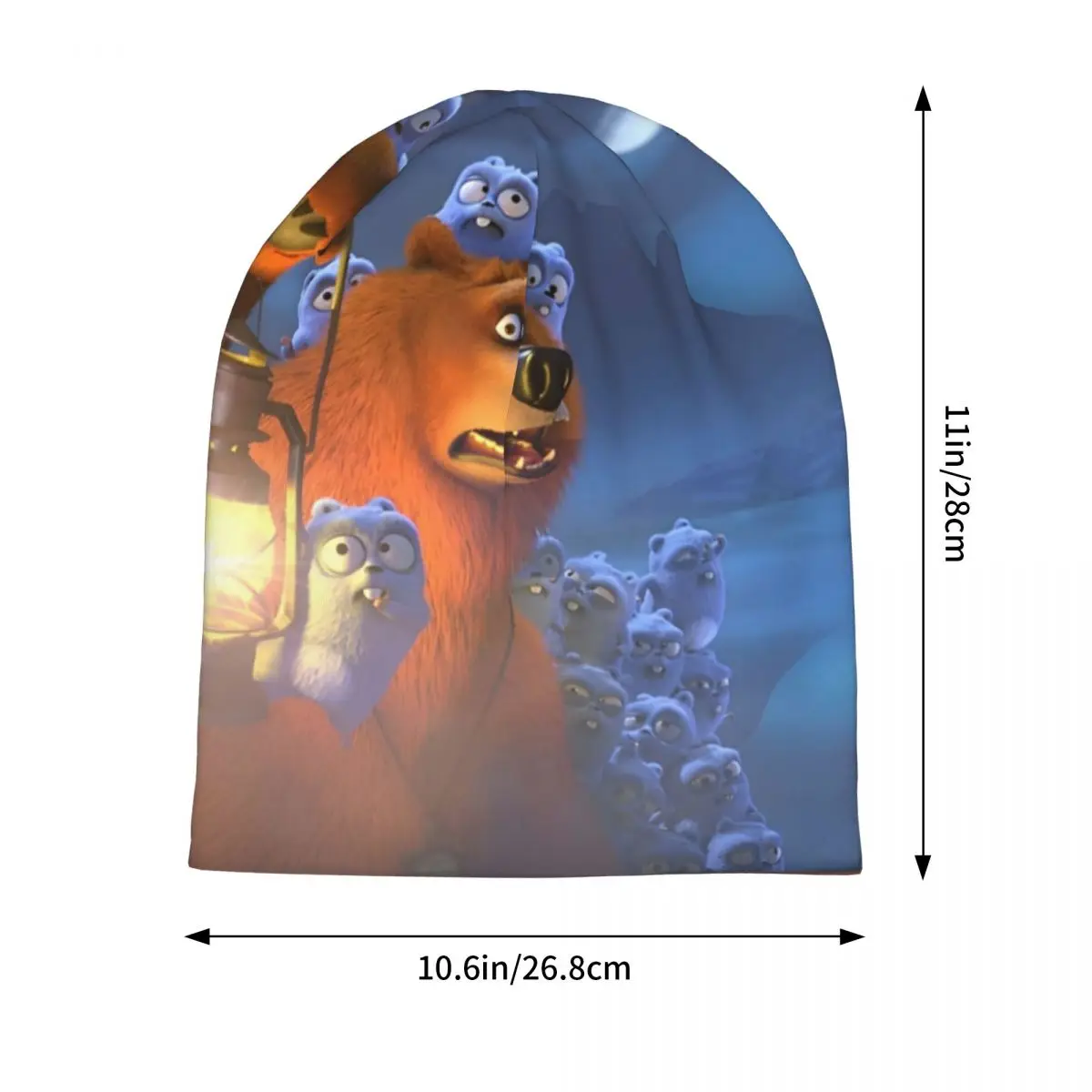 Grizzy Beer Cartoon Bonnet Hats Autumn Winter Outdoor Skullies Beanies Hat for Men Women Spring Head Wrap Cap