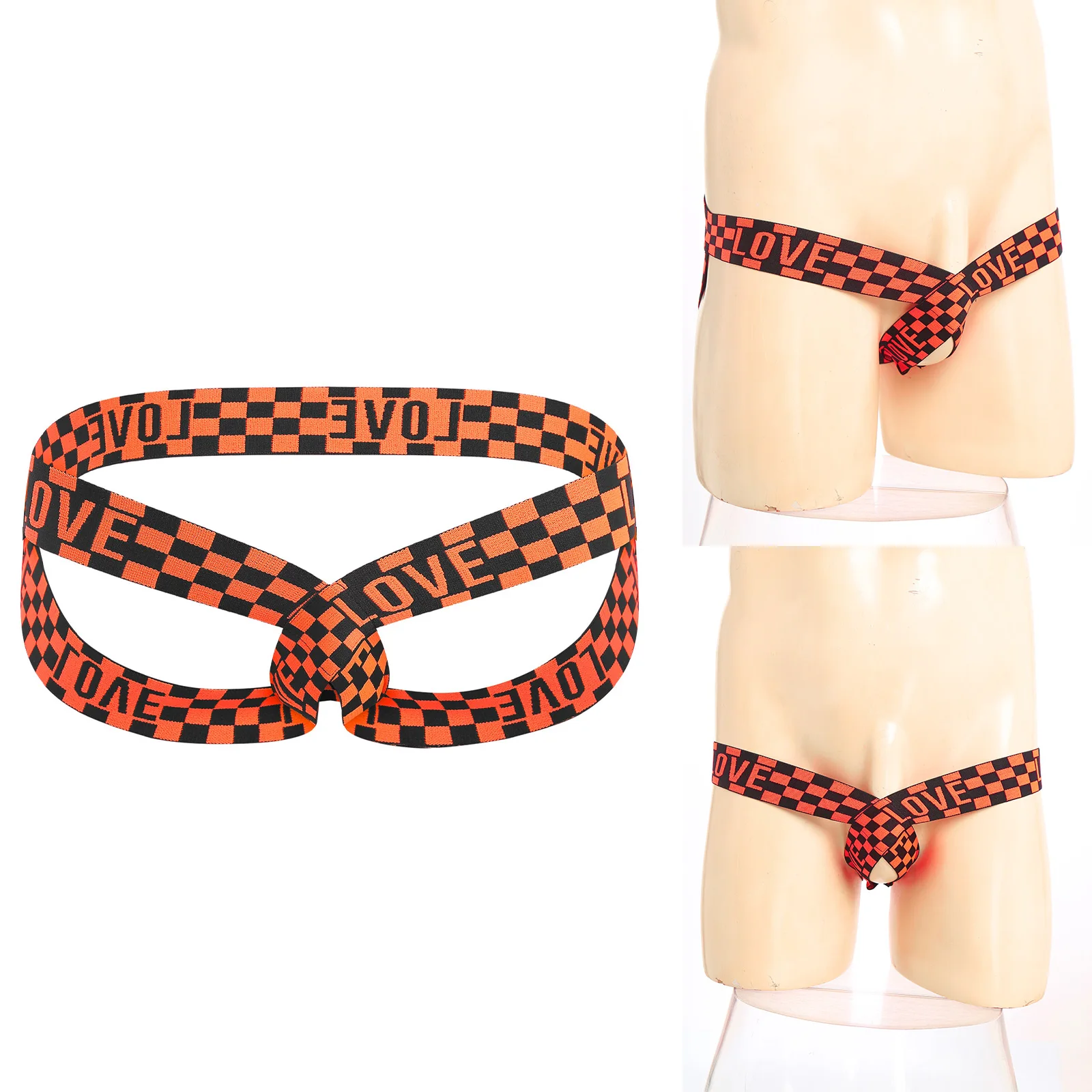 

Men's Erotic Plaid Stretchy G-string Thong Widen Elastic Band Checker Jockstrap Underwear Sissy Gay Lingerie Temptation Panties