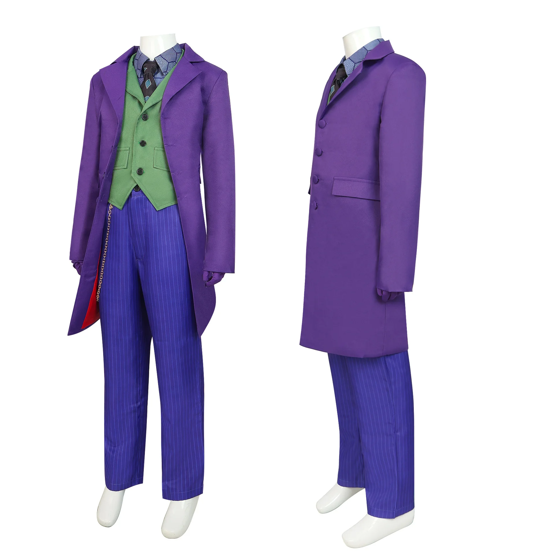Kids Clown Heath Ledger Cosplay Costume Boys Purple Coat Suit Full Set Halloween Villain Roleplay Party Stage Performance Outfit view 3