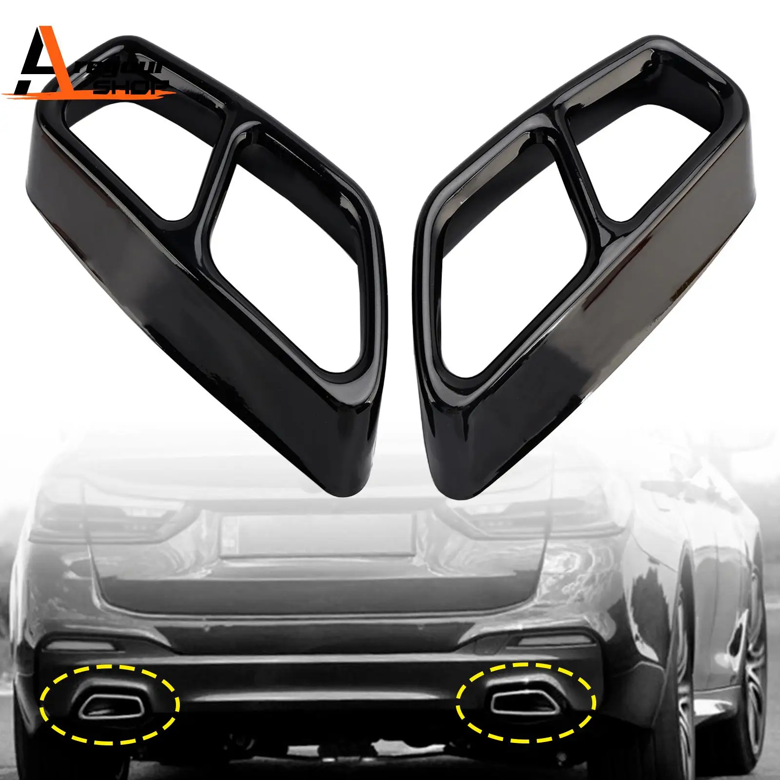 

Areyourshop 2x Накладки на выхлопные трубы (глушители) для BMW 5 G30 G31 2018-2022