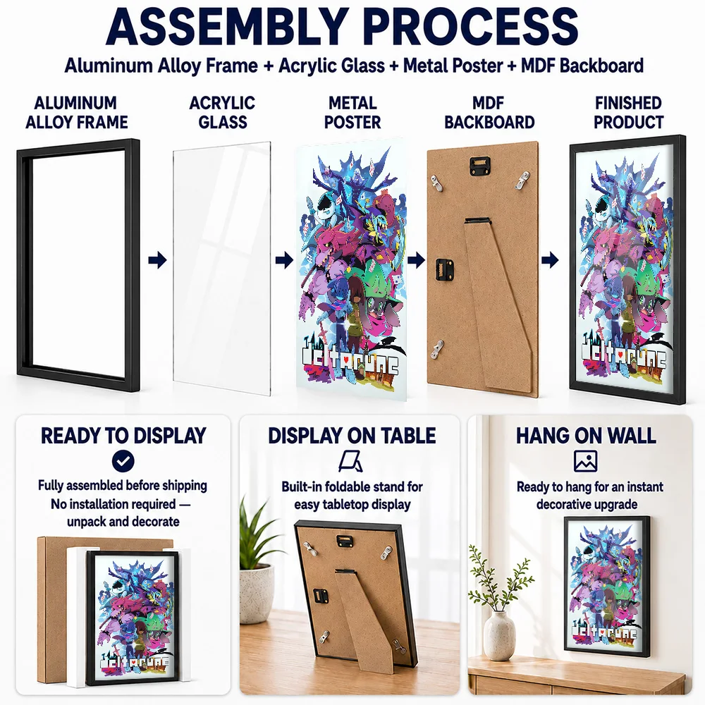 Deltarune Metal Poster With Aluminum Alloy Frame Personalized Mystical Character Tribute Wall Art For Game Room Fantasy Fan Gift