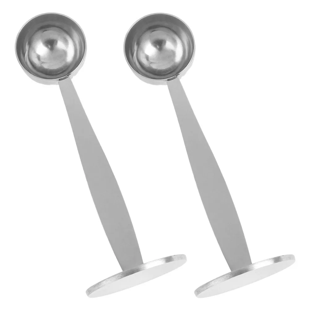 

2pcs Coffee Spoon Stainless Steel Dual Head Measuring Scoop Tamping Base Kitchen Camping Hiking Tool Sugar Espresso