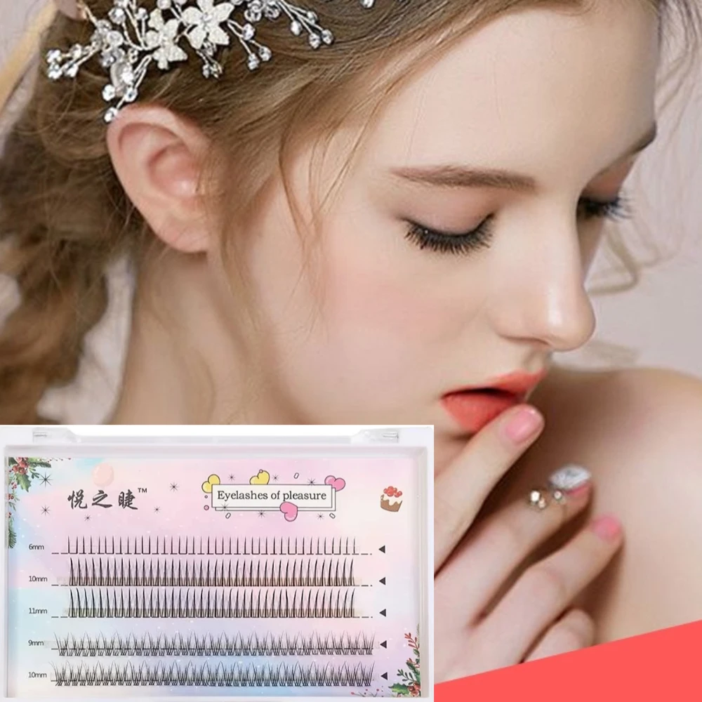 

5 Rows Fairy False Eyelashes Mixed A-shape Lower Eyelash & Fish Tail Shape Upper Eyelash Individual Cluster Lashes DIY Extension