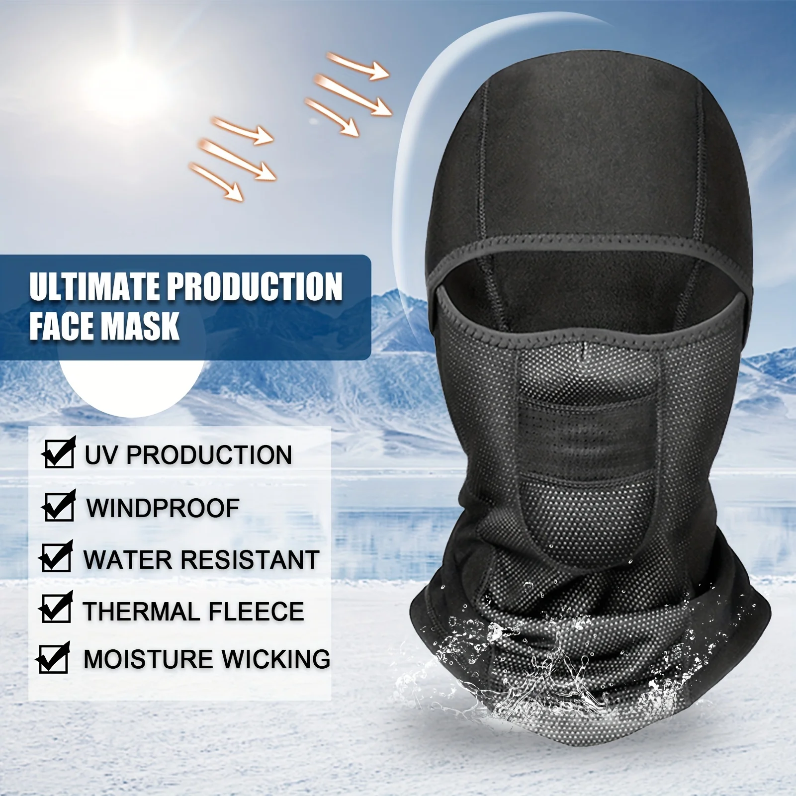 Tactical Fleece Hat and Scarf Set Thermal Head Cover Winter Warm Balaclava Face Mask Sports Cycling Bonnet Neck Protector