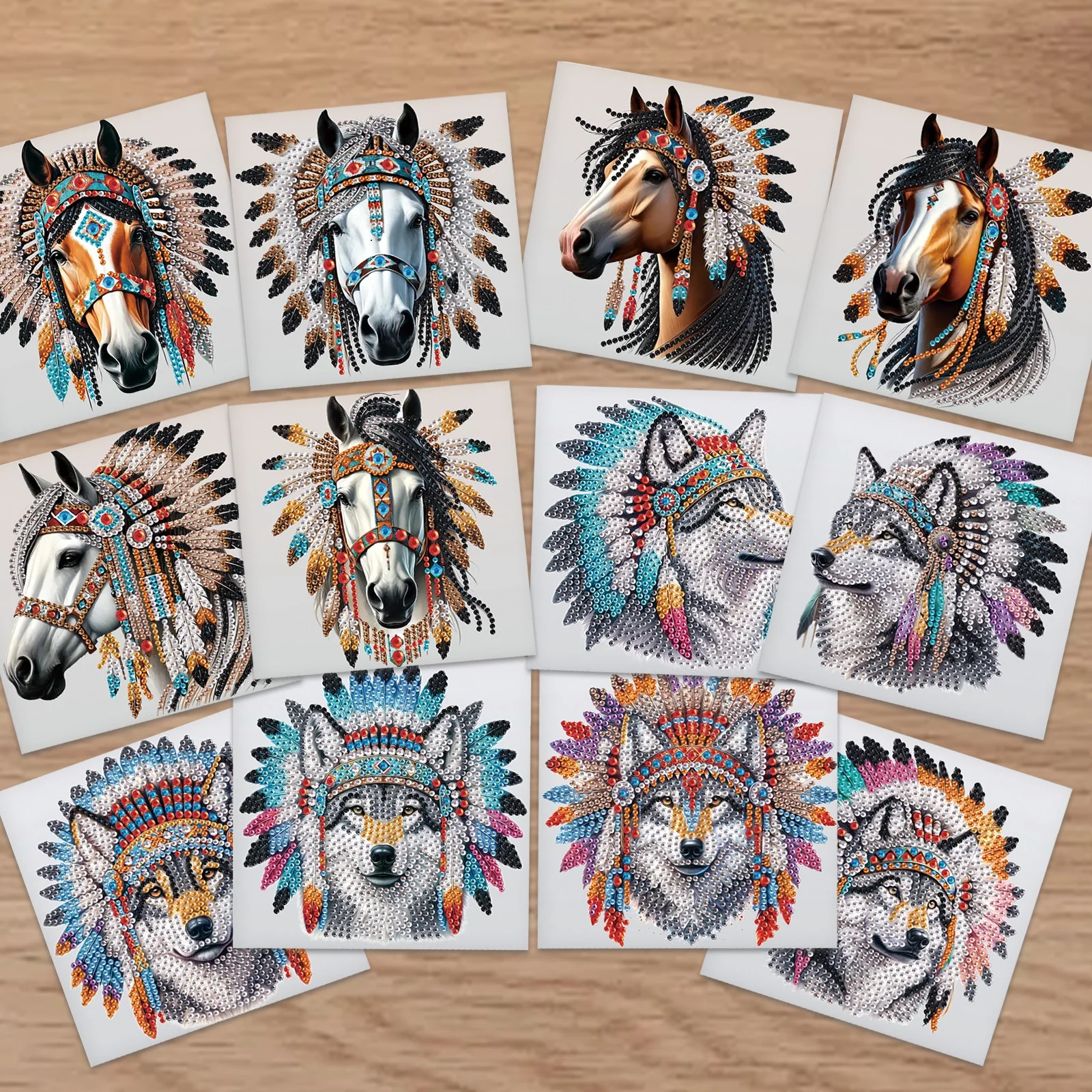 

12 шт., наборы поздравительных открыток с ромбовидной живописью для взрослых, поздравительные открытки с тваринами, алмазные художественные открытки для творческого декора, подарок