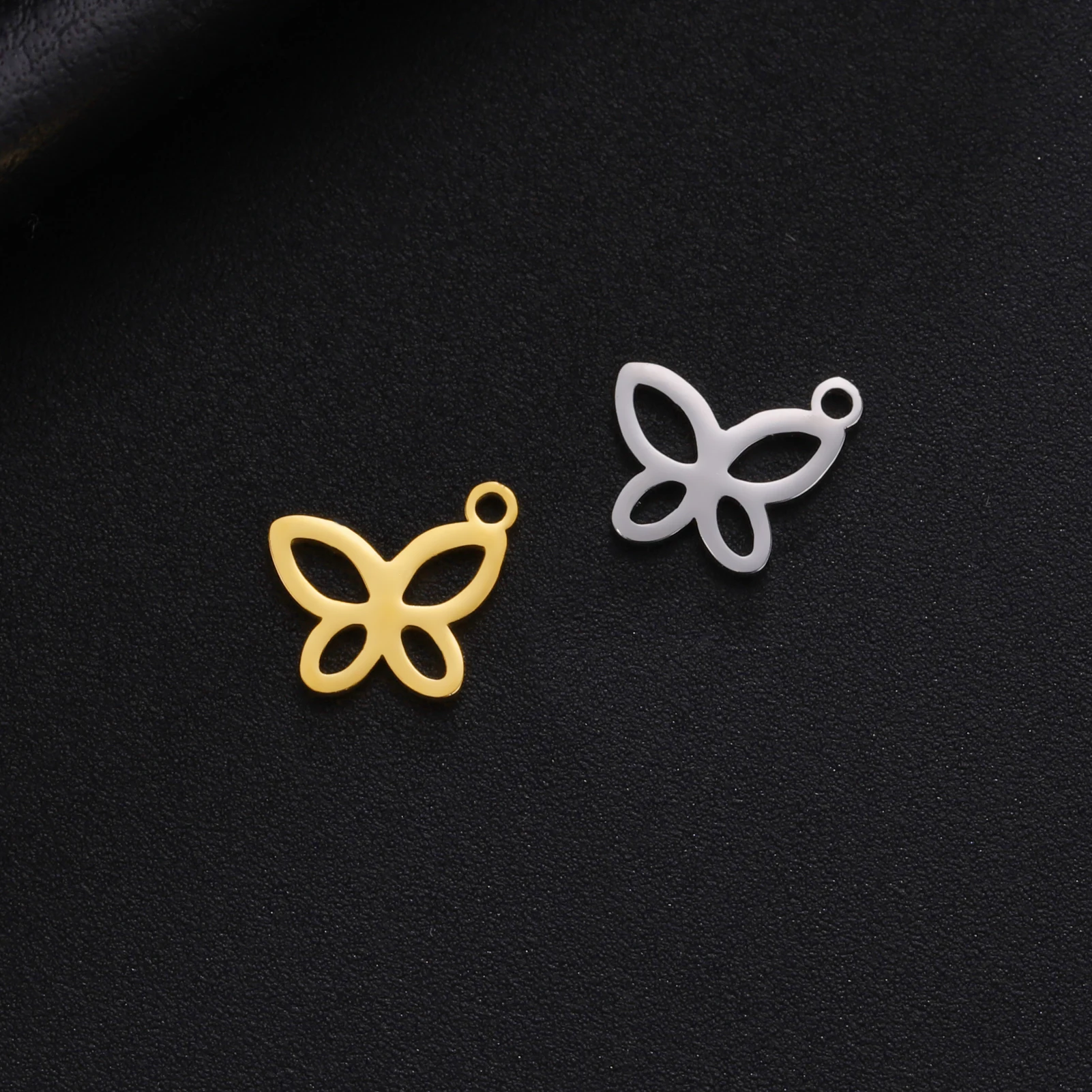 EUEAVAN 5pcs Animal Stainless Steel Charms Cat Butterfly Paw Dragonfly Fish Tail DIY Pendant Necklace Jewelry Making Accessories