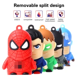 Unidad Flash USB de 128gb, Pendrive de la serie hero de dibujos animados, 64gb, 32gb, disco U para PC, resistente al agua y antiestático