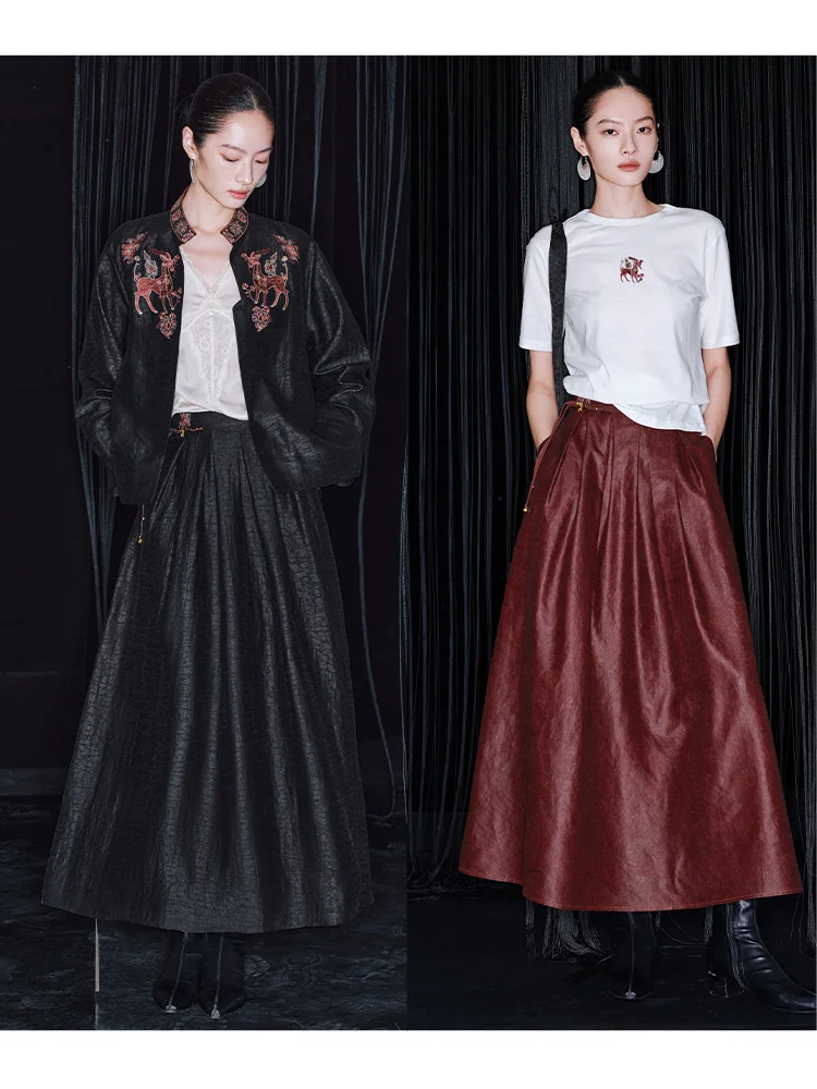 

Silk Embroidered Miao Ethnic up X Fraant Cloud Silk f Skirt T-irt Faionable Women's Clothing Spring 2025
