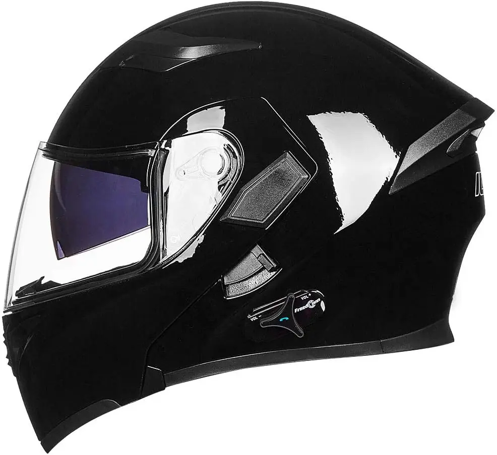 

Bluetooth Motorcycle Helmet Modular Flip up Full Face Dual Visor 6 Riders Group Intercom Mp3 FM Radio DOT Model 902BT PRO(Gloss