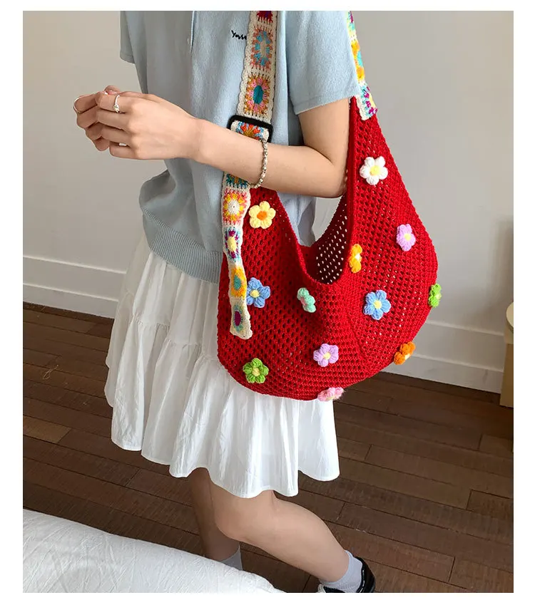 

Women's Knitted Hollow Tote Bag - Large Capacity, All - Match Shoulder Shopping Bag for Summer, Ideal for Every Occasion!