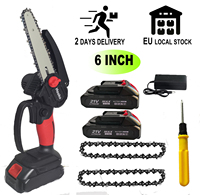 Mini Chainsaw 6-Inch with 2 Battery Cordless Chain Saws with Security Lock Handheld Small Chainsaw for Wood Cutting Tree Trimmin