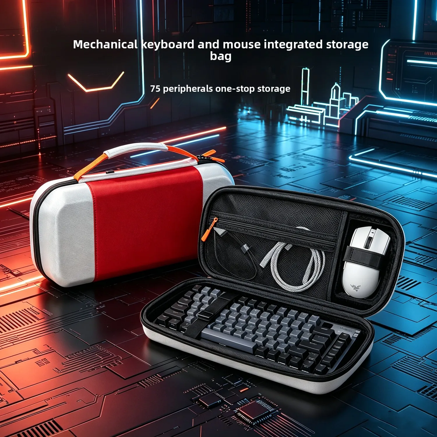 Custom Hard Shell Travel Case for 75% Layout Keyboards, Fits ROG Azoth / Strix / Aula / MCHOSE, Portable Protective Storage Gift
