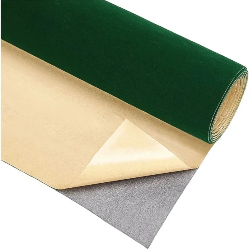 45cm*2M Thick Black Green Self Adhesive Velvet Fabric Sticky Flock Liner Upholstery Fabrics for Wallpaper Car Interior Decor