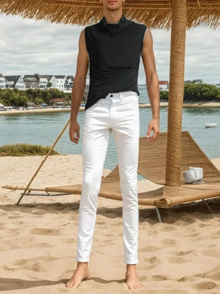 

S-XL Turtleneck Sleeveless Ice Silk Shirts Loose Mens Summer Tank Tops Vest Casual Fashion Tanktop Tees Tshirt Gym Fitness Body