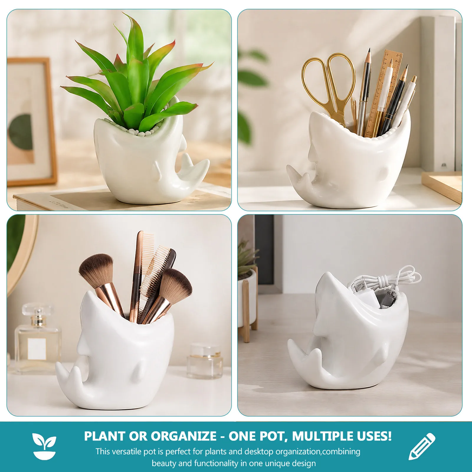 1Pcs Shark Color Ceramic Flower Pot Cartoon Shape Succulent Plant Holder Home Garden Decor Mini Creative Cute Ceramic Shark