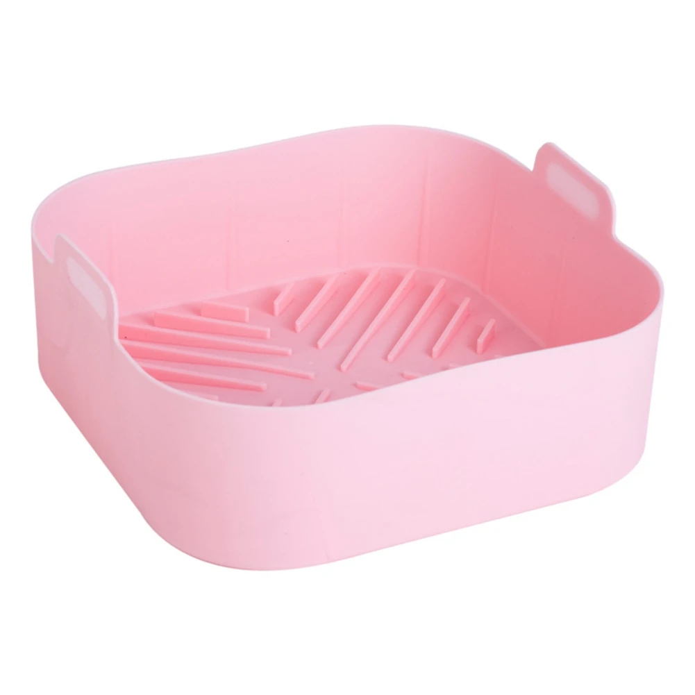 

Reusable Airfryer Silicone Basket Oven Baking Tray Fried Pizza Chicken Basket Easy To Clean Air Fryer Liner Pink