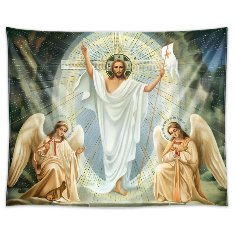 Resurrecting Easter Wall Hanging Tapestry Blanket Bedroom Living Room Decor Wise Men Bohemian Christ Jesus Angel Home Decor