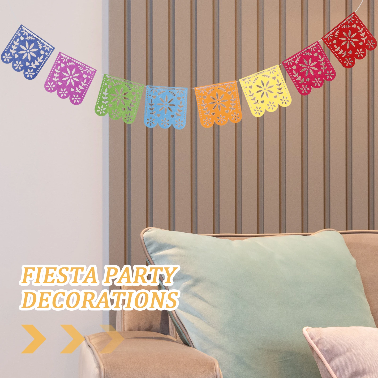 

1 set Lahua Pinata Colorful Flag Banner Fiesta Party Decoration Mexican Themed Vibrant Lightweight Non Woven Fabric Wedding