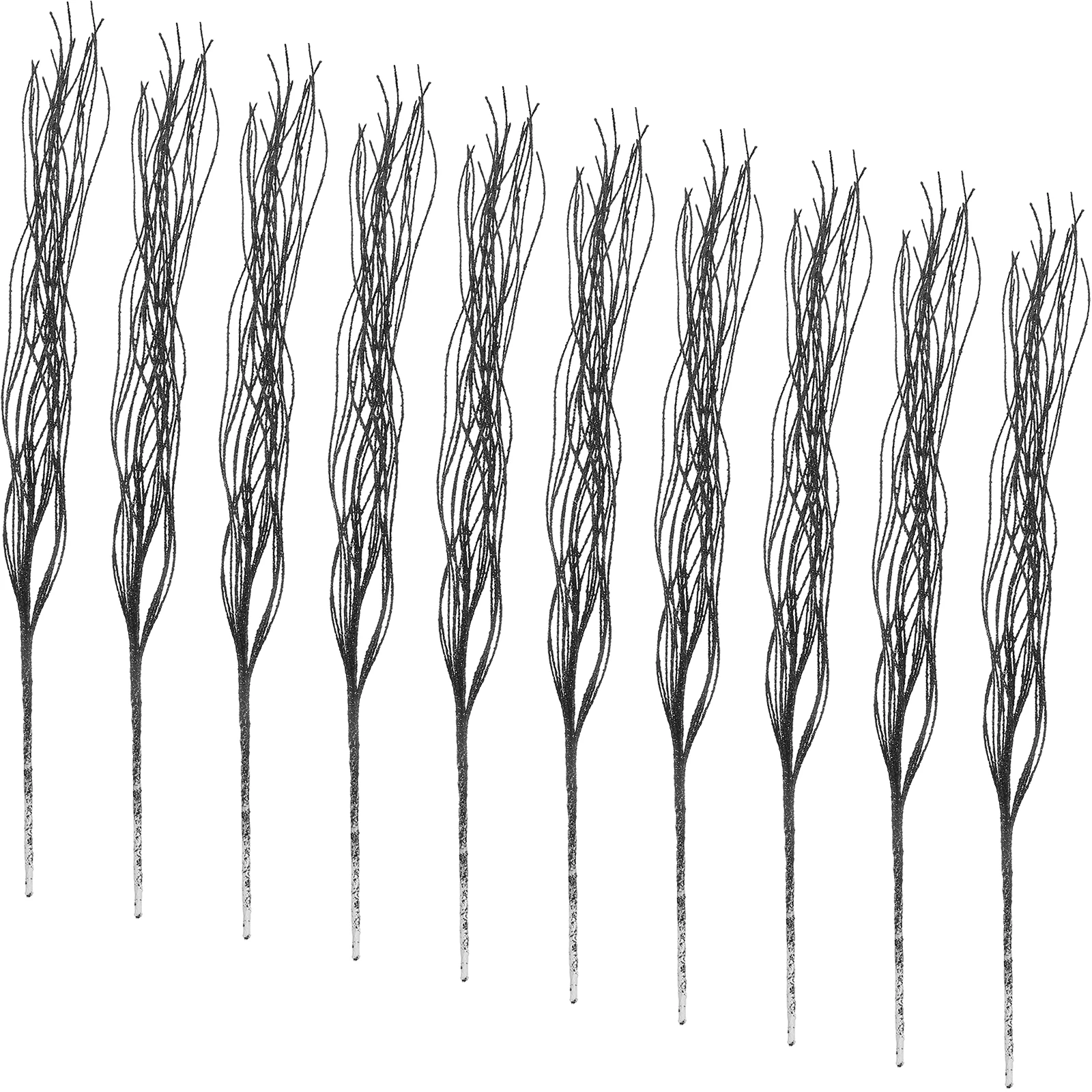 

10pcs Simulated Plant Props Glitter Stem Flash Twigs Artificial Pine Branches PVC Leaf Hanging Decor for Home Office Party