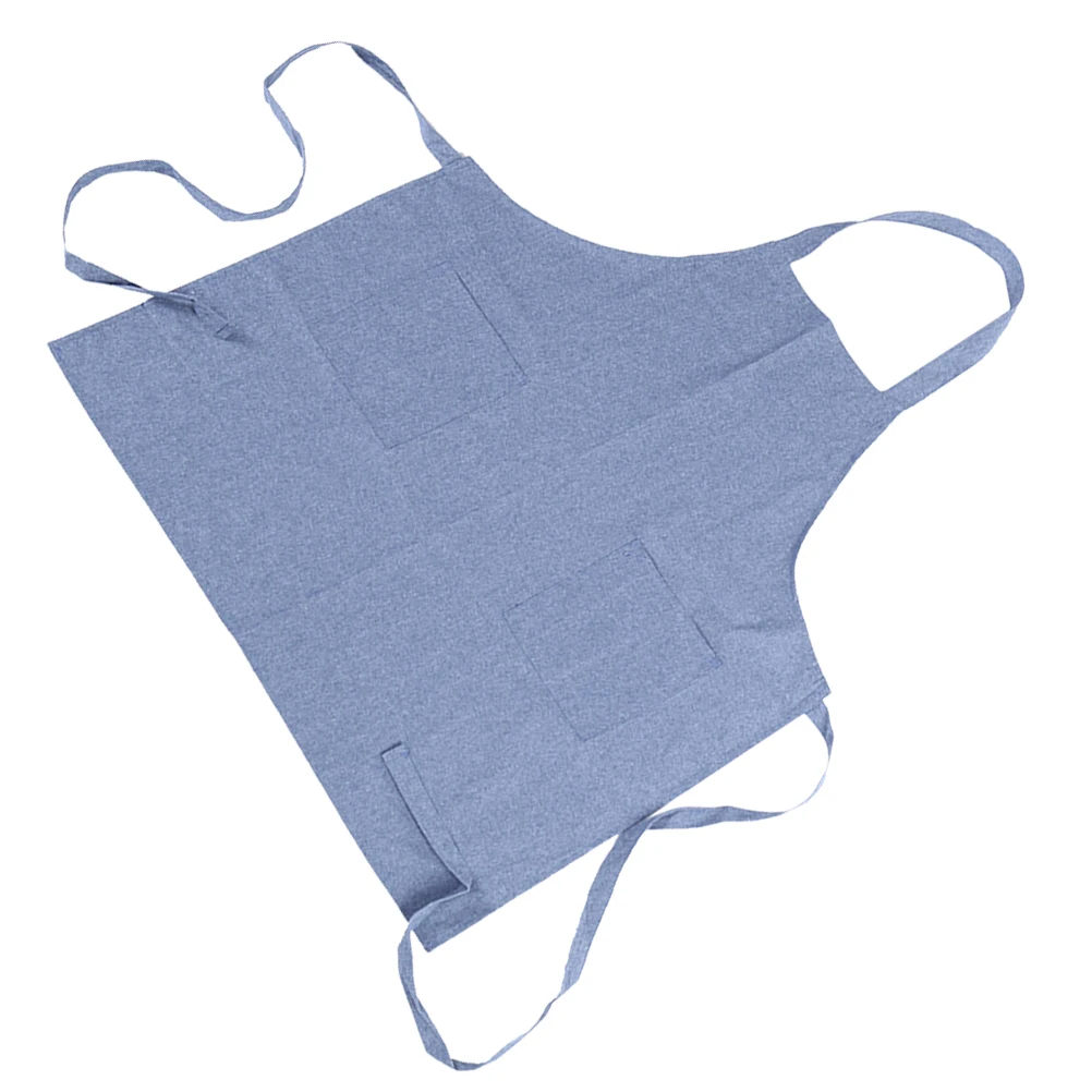 

Cotton Aprons Cooking Kitchen Household Light Blue Men Women Washable Premium Material Storage Straps