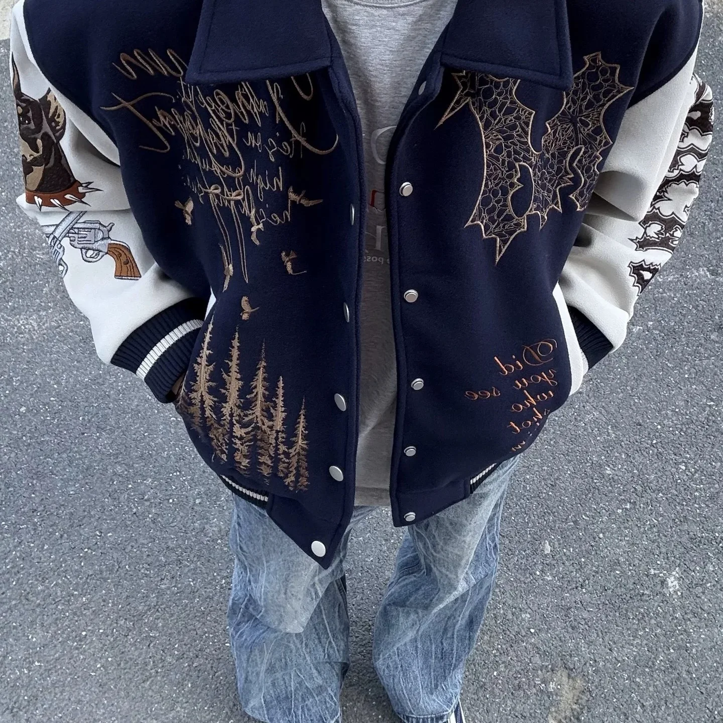 

Heavyweight Embroidered Woolen Patchwork Baseball Jaet Men's Spring Autumn Hiphop Trendy Pilot American Sle Loose Fit Jaet