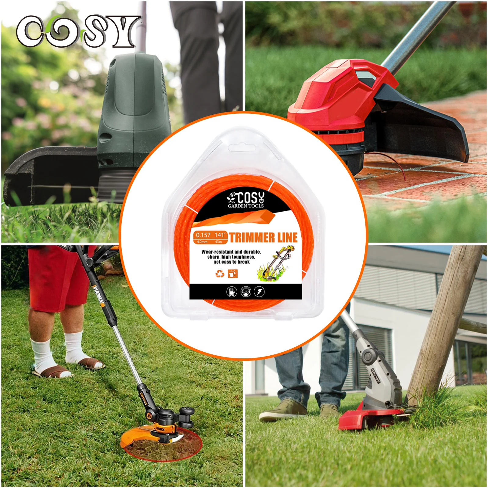 115 m * 2,4 mm/2,7 mm/3 mm/3,5 m/4 mm 1LB Rasentrimmerfaden Nylon-Spiral-Freischneider Seil Rasentrimmerfaden Rasenmäher-Ersatz