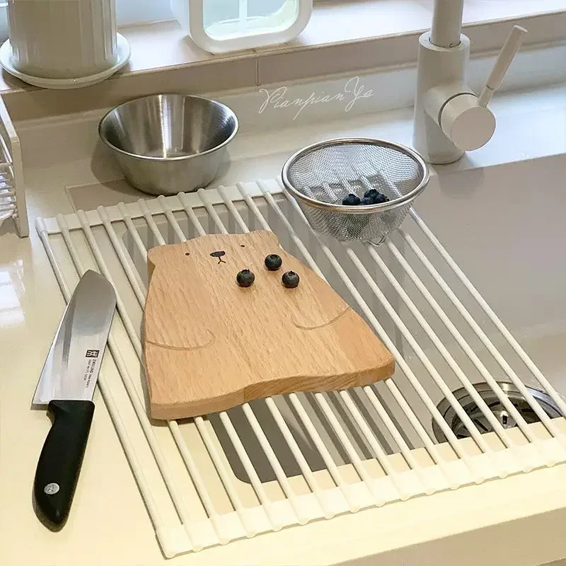 Kitchen sink drain rack foldable roller blind multifunctional New Stainless Sink Steel Storage Rack Filter Drain
