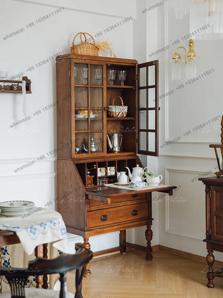 Medieval dining side cabinet storage dresser secretary cabinet small apartment retro style