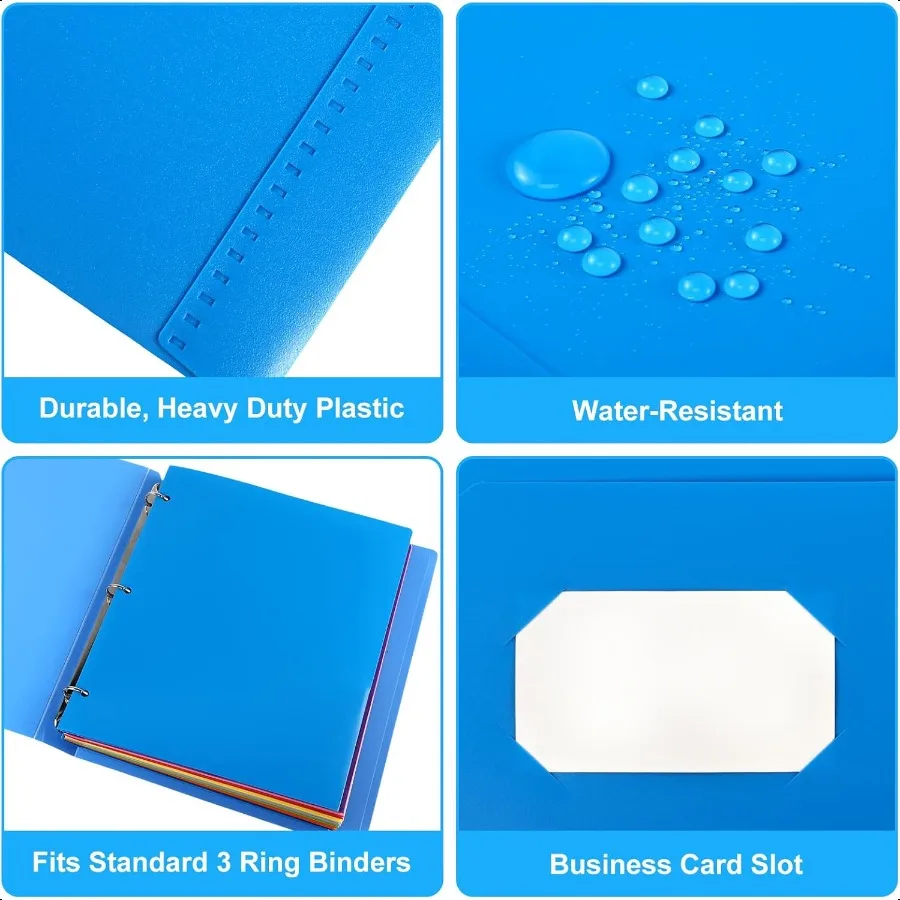 72 Pack 2 Pocket Folders with 3 Holes Punch Plastic Folder for 3 Ring Binder Heavy Duty Folders Pocket Folders for Letter Size