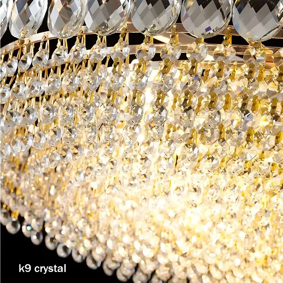 كبير الحديثة مُثبتة في السقف مصباح فاخر كريستال الثريا بريق قلادة تركيبات الإضاءة لغرفة المعيشة الذهب مصابيح ديكور المنزل #4