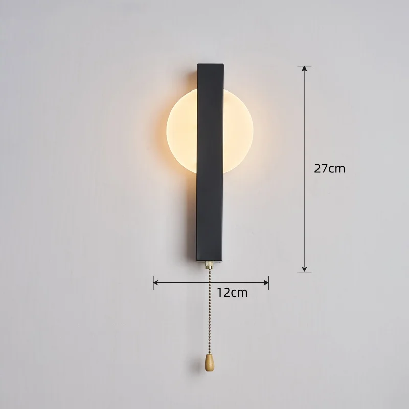 LED الحد الأدنى الحديثة سحب الحبل التبديل الجدار مصباح لغرفة النوم السرير غرفة المعيشة دراسة الممر تركيبات الإضاءة الداخلية #4