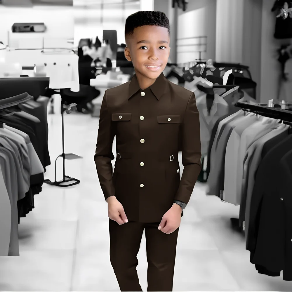 Boy Stand Collar Chinese Style Elegant Suits For Boy Slim Fit Formal Tuxedos Prom2 Pcs Classic Kids Blazer Costume