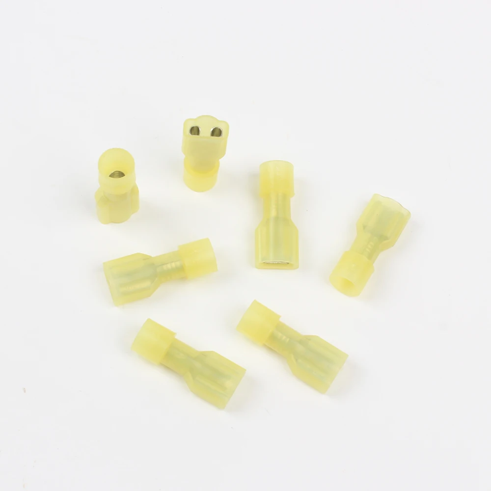 DIANQI FDFN2-250 FDFN2.5-250 NYLON brass Female Insulated Spade joint Cable Wire Connector 100PCS suit 1.5-2.5mm2 16-14AWG FDFN