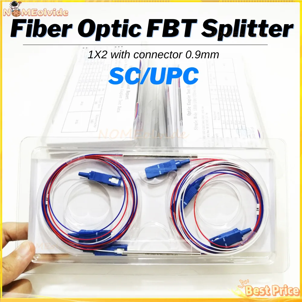 

10pcs Fiber Optic FBT Splitter SC UPC 1x2 With Connector 0.9mm Unbalanced Coupler Optional Split Ratio 10/90 45/55 20/80 50/50