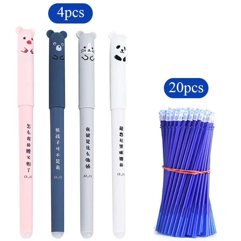 1Pcs การ์ตูนสัตว์ Erasable ปากกา0.35มม.เติมแท่งน่ารัก Panda Cat ปากกา Kawaii ปากกาลูกลื่นปากกาสำหรับเขียนโรงเรียนล้างทำความสะอาดได้จับ