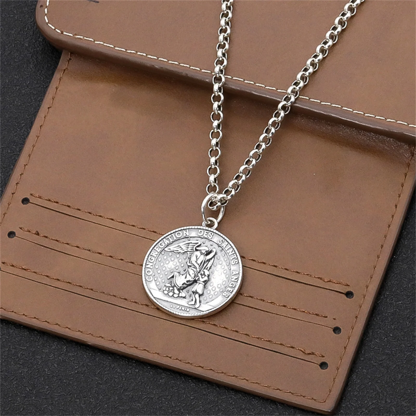 Saint Michael Medal the Archangel Fought with Dragon Real 925 Sterling Silver Pendant Necklace for Men Women Religious Jewelry