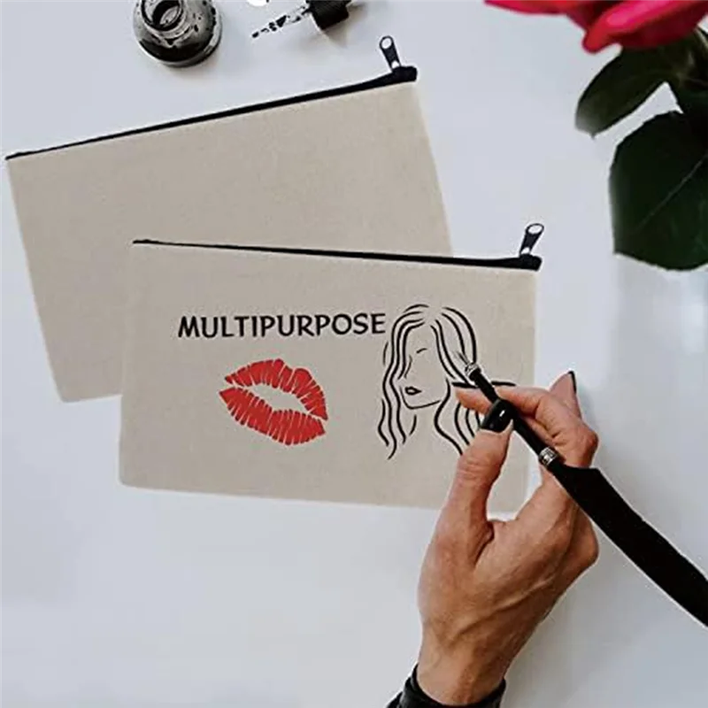 ABQR 12 stuks blanco canvas tassen etui, canvas make-uptassen, effen canvas ritszakjes, voor schilderen, school, organisator