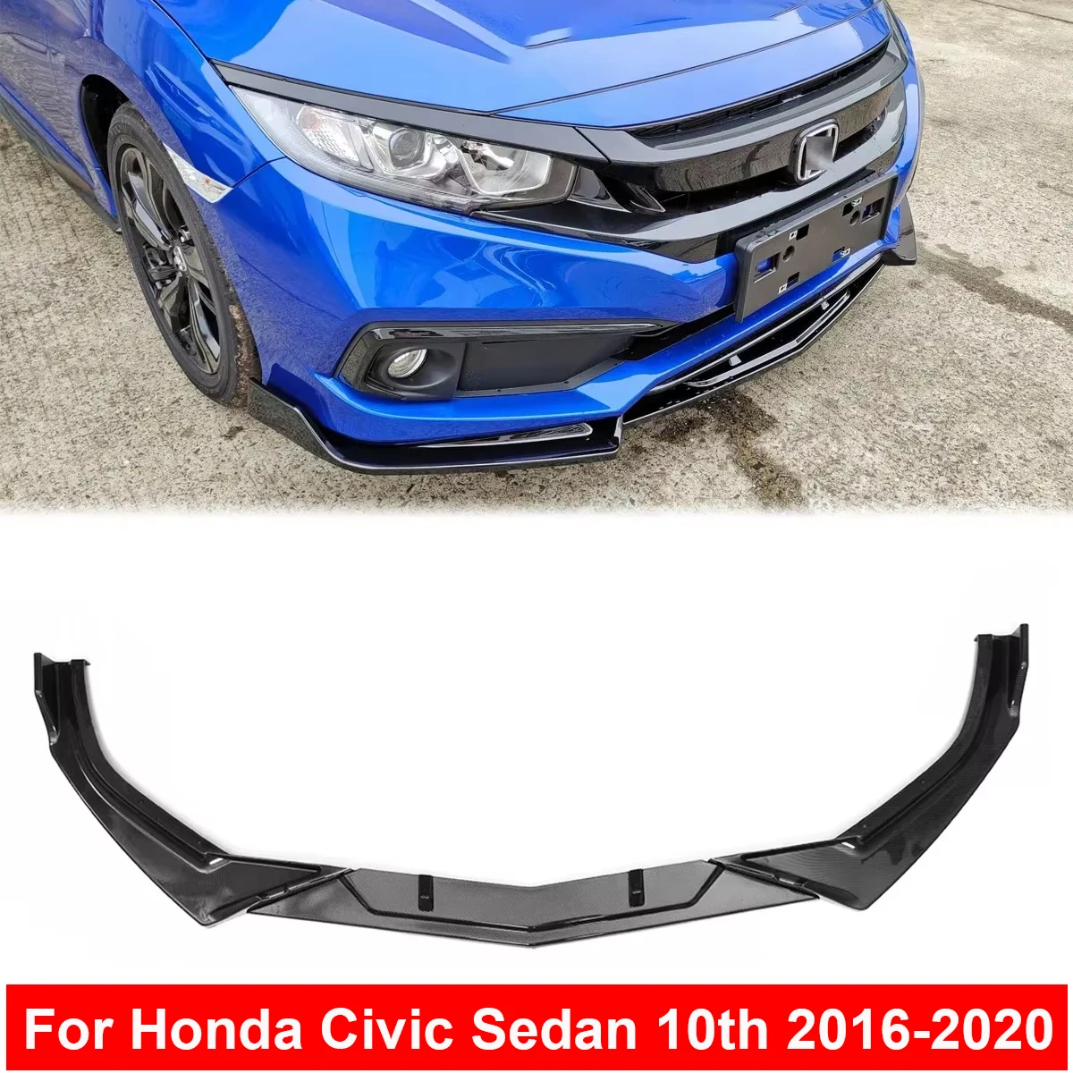 For Honda Civic 2016 2017 2018 2020 Sedan ONLY Front Bumper Lip Spoiler Side Splitter Protector Body Kit Guards Car Accessories