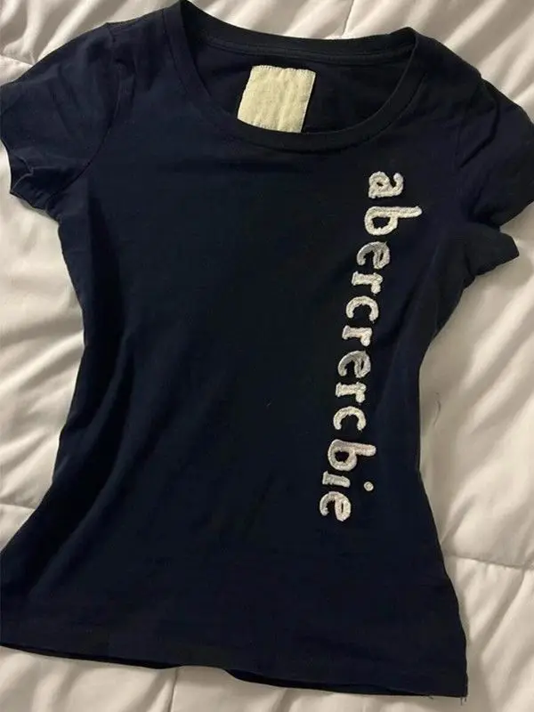 American Vintage Spice Girls Embroidery T-shirt O Neck Half Sleeve Slim All-match Shirts Minority Personalized Crop Tops