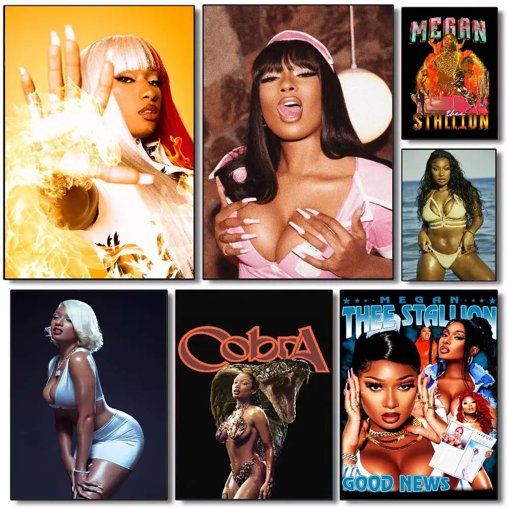 ملصق M-Megan Thee S-Stallion عالي الدقة جدار لاصق مقاوم للماء لغرفة المعيشة المنزلية وغرفة النوم والديكور الجمالي