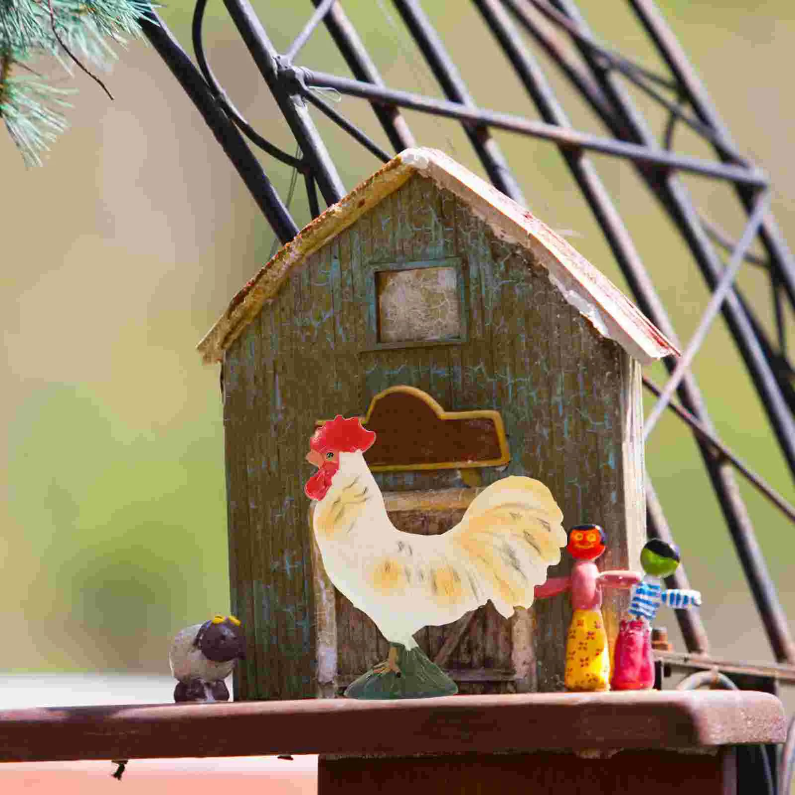 

Model Rooster Statue Static Animal Farm Adornment Simulation Decor Outdoor for Kids