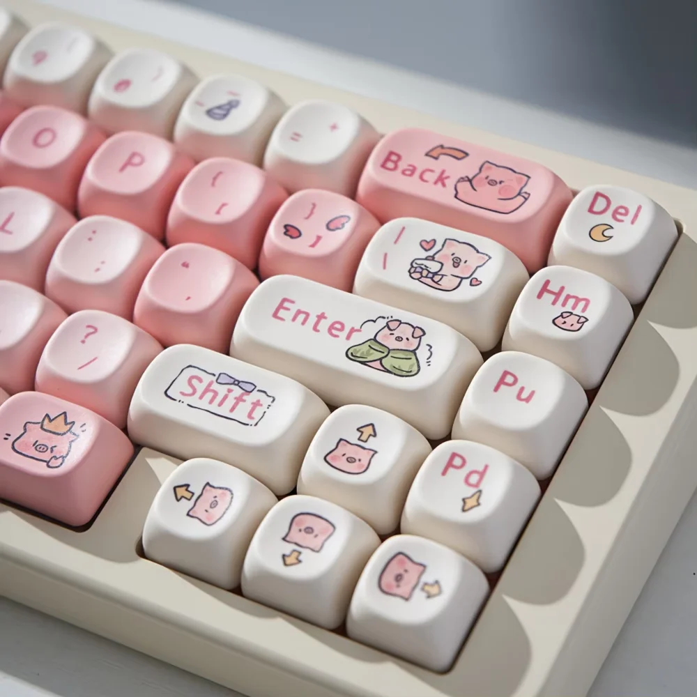 

Pink Piggy MOA Height 130 Keys, Small Full Set of PBT Material, Suitable for 61/64/68/84/87/980 Mechanical Keyboard