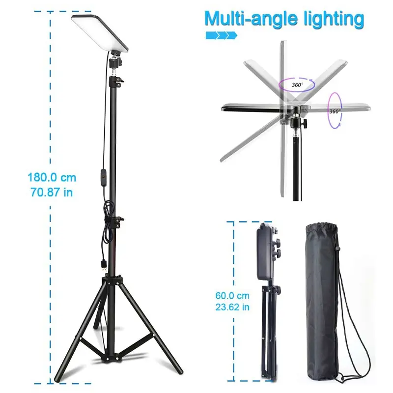 Portable Outdoors Led Work Light USB Tripod Camping Lamp Spotlight SMD Telescopic Pillar Lamps Collapsible Outdoor Picnic Light