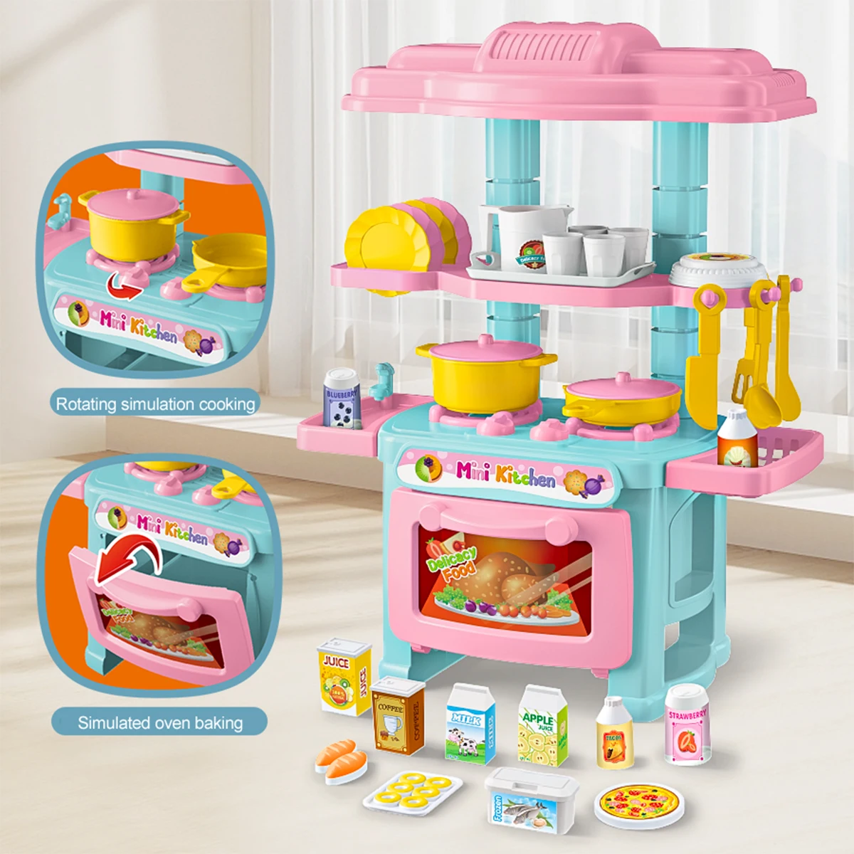 ミニチュアキッチンおままごとセット、子供用おもちゃ、食べ物と飲み物の缶、ごっこ遊びミニキッチンゲームアクセサリーセット、ハウスゲームギフト