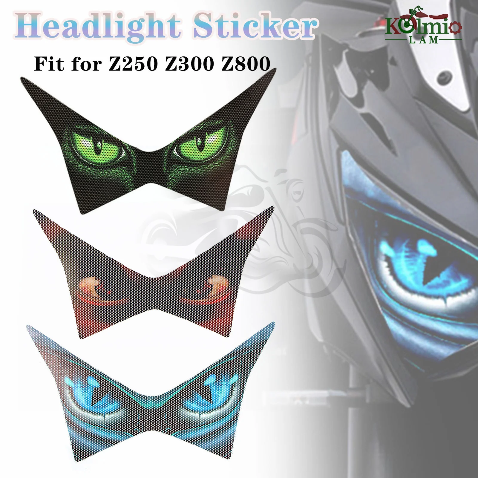 Fit for KAWASAKI 2013 - 2020 Z800 Z250 Z300 Motorcycle Accessories Headlight Protector Sticker Decal ZR800 Head Light Decal