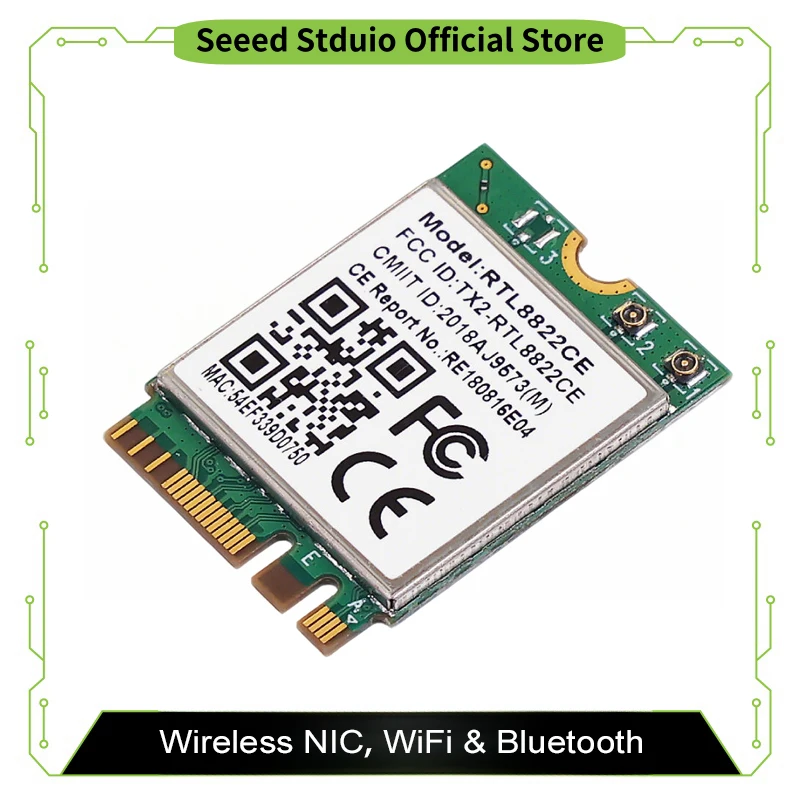 

RTL8822CE Wireless NIC Module, 2.4G 5GHz Dual Band WiFi 5, Bluetooth 5.0, Compatible with NVIDIA Jetson Orin, and IEEE 802.11