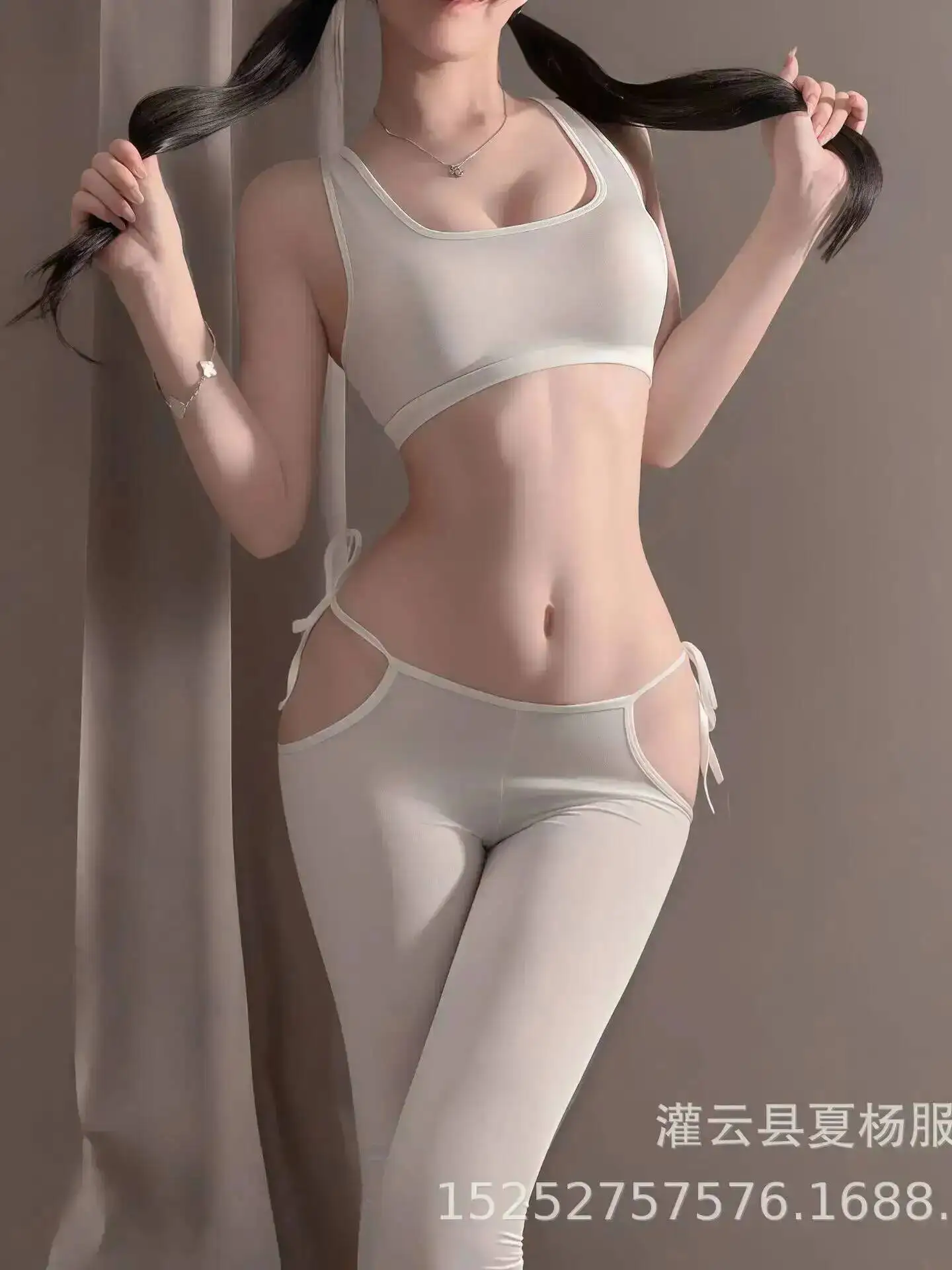 여성용 레이스업 요가 팬츠 섹시한 오픈 크로치 엉덩이 노출 열정적인 야외 섹시한 와일드 세트 순수한 욕망 스타일 섹시한 여성 5VXB