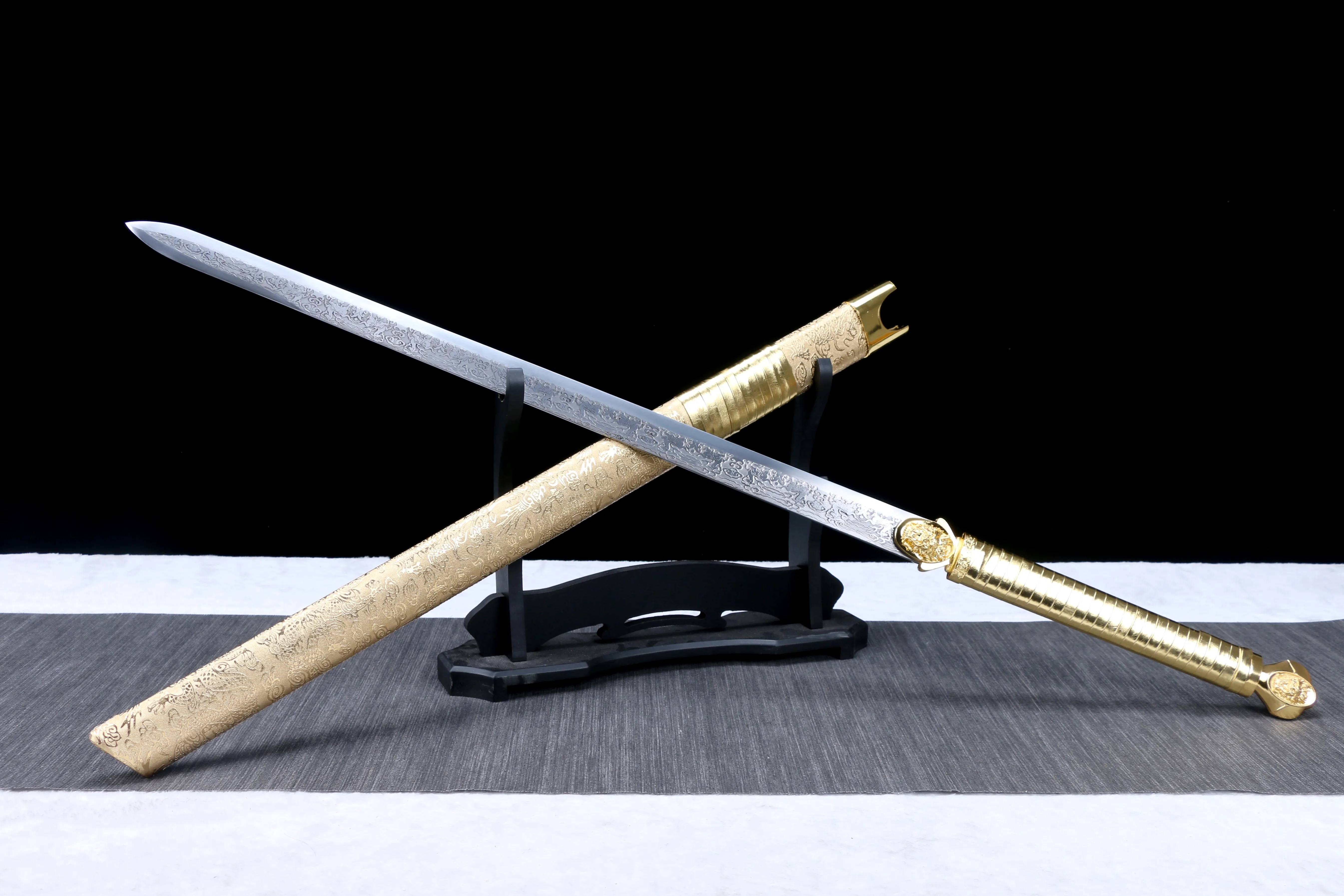 

103 cm Medieval golden divine deer Free Sword katana full tang Manganese steel Temple Myth Ninja samurai Sword Battle ready